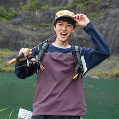 OOTD户外徒步速干衣男春秋百搭复古潮牌撞色抗菌宽松情侣长袖T恤