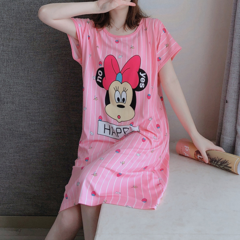 Foreign Trade Single Southeast Asia Cheap Loose Increase 180 Jin Thin Summer Short Sleeve Women's Pajamas Home Wear Nightgown Foreign Trade Single Southeast Asia Cheap Loose Increase 180 Jin Thin Summer Short Sleeve Women's Pajamas Home Wear Nightgown