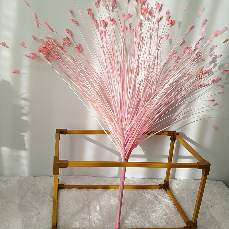 Fábrica directa flores artificiales brillantes de color pavilón plantas accesorios de diseño de flores de caña hojas de cebolla hierba decoración de boda image 12