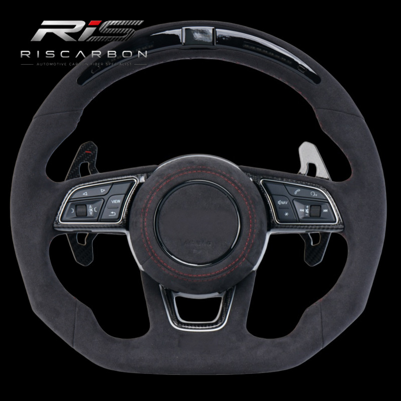 Suede leather steering wheel with LED lights compatible with Volkswagen Audi Golf MK7/MK7.5 GTI/R B8A7B9