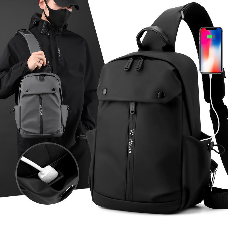 WEPOWER nuevo tipo de bolso de pecho casual para hombres, bolso de hombro simple de moda, bolso de pecho a prueba de derramamientos de gran capacidad.