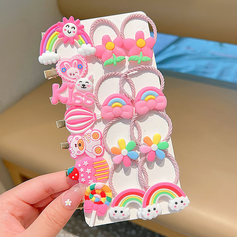 Accesorios de horquilla para niños de dibujos animados de silicona cuerda de pelo lindo anillo de pelo traje de horquilla de princesa accesorios para Niños Accesorios para el cabello