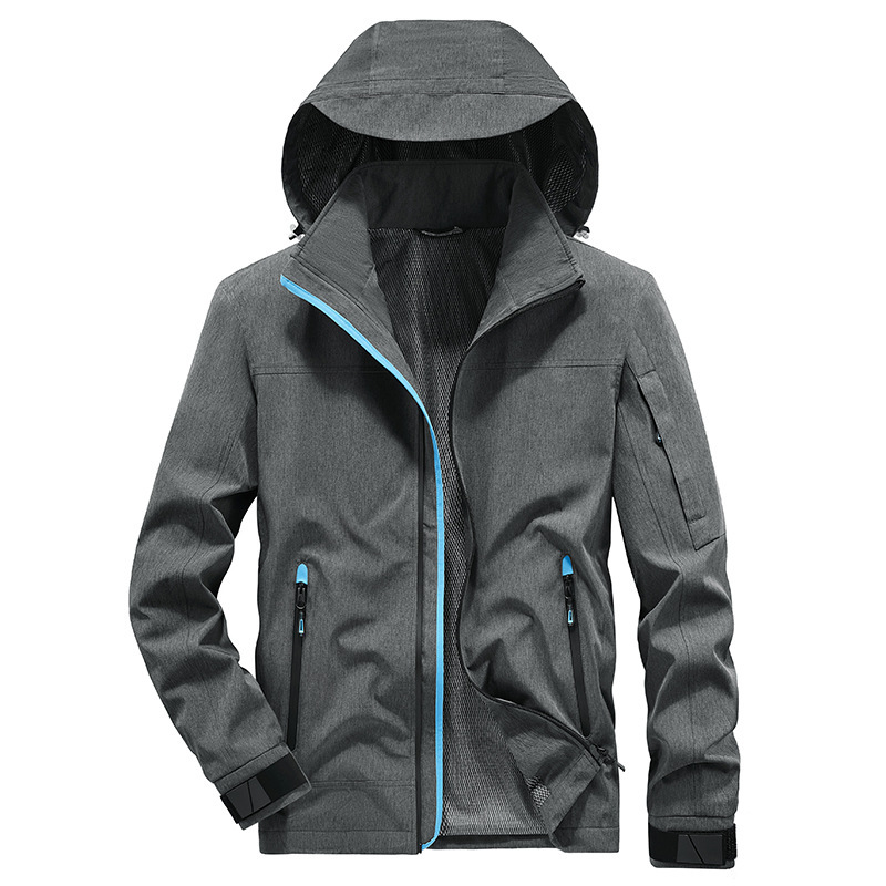 2024 New Jacket Men's Autumn Men's Outdoor Casual Hooded Soft Shell Windproof Waterproof Men's Jacket Jacket