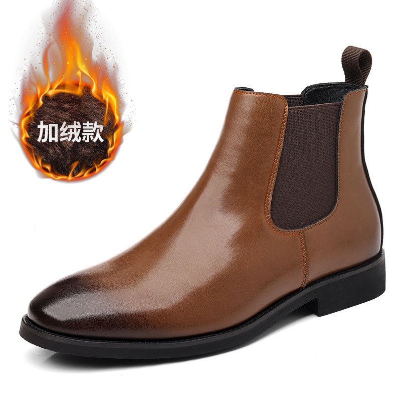 BOTAS cortas de cuero de vaca de alta gama Chelsea nuevos negocios de otoño e invierno con zapatos de cuero casuales Martin Inglaterra botas de cuero para hombres