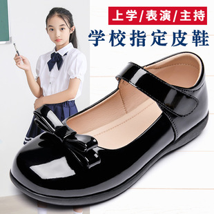 Girls' Black Leather Shoes, Children's Performance Shoes, Student Single Shoes, Ceremonial Flower Girl School Shoes, Soft-Soled Manufacturer, Princess Style