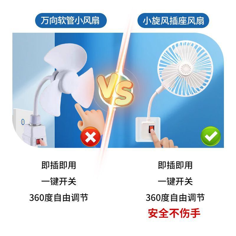 三插头一体式风扇家用小旋风插座网罩厨房小风扇壁挂式免打孔分销|undefined