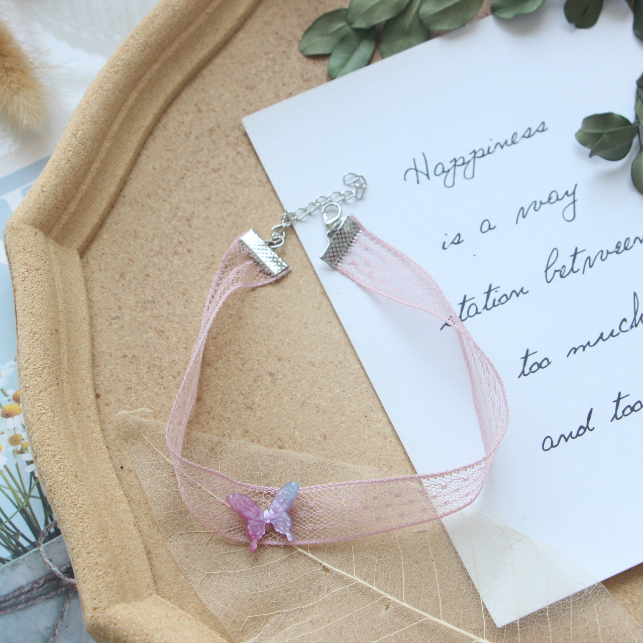 Flower, Butterfly Pattern Women'S Gender Lace Design IG Style Basic Sweet Flower Butterfly Alloy Mixed Materials Choker Wholesale