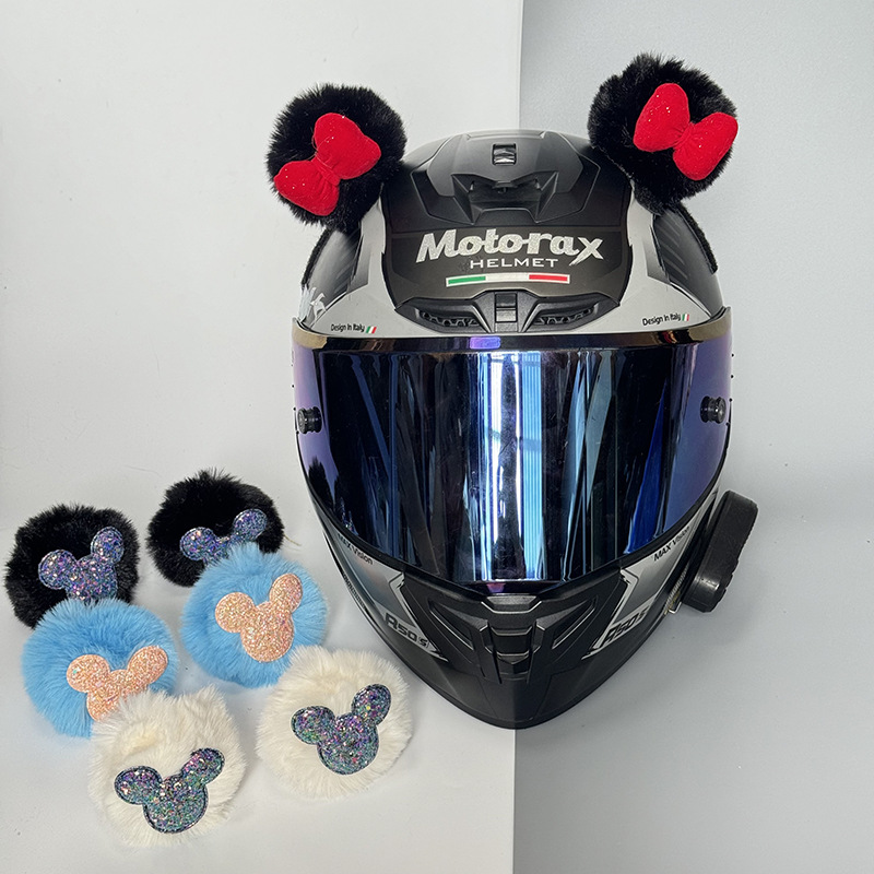 Motorcycle Helmet Plush Cat Ears Ski Helmet Decoration