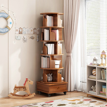 旋转书架落地置物架360度卧室转角储物柜客厅一体靠墙可移动书柜