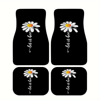 Cross-border Amazon dropshipping of small daisy car mats 4-piece set, non-slip and dirt-resistant interior floor mats wholesale (Universal Foot Pad) - little-daisy-universal-car-mat-four-piece-set