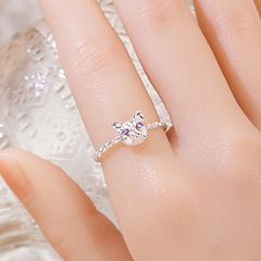 J681 Korean Version Exquisite Cute Realistic Diamond-Embedded Animal Ring