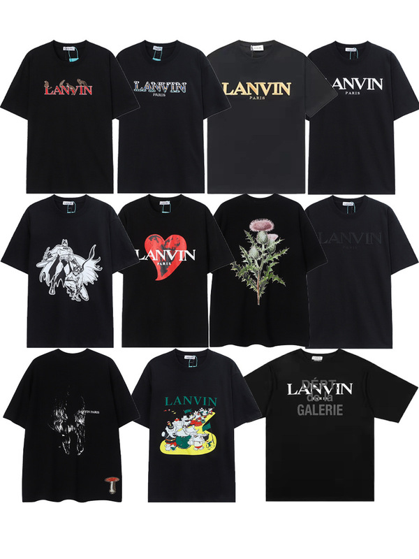 European and American Cross-border Gallery Dept. Joint Langfan Letter Embroidery Pattern Printed Couples Short-sleeved T-shirt Trendy