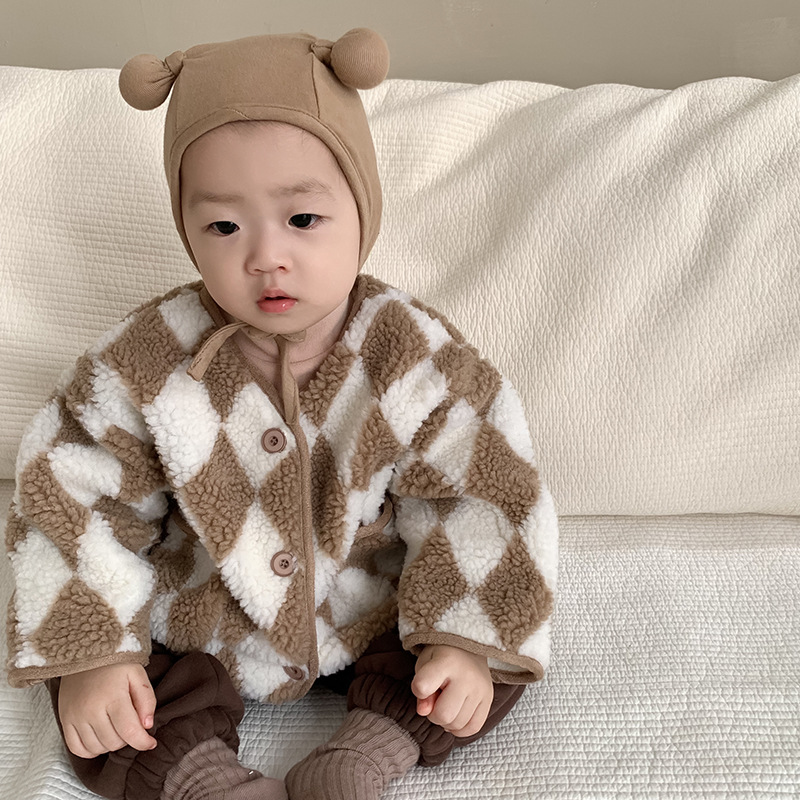 Chaqueta de felpa para bebé, estilo coreano, ropa infantil, camisa de capa base para otoño e invierno, chaqueta de algodón para bebé, ropa para salir de paseo image 7