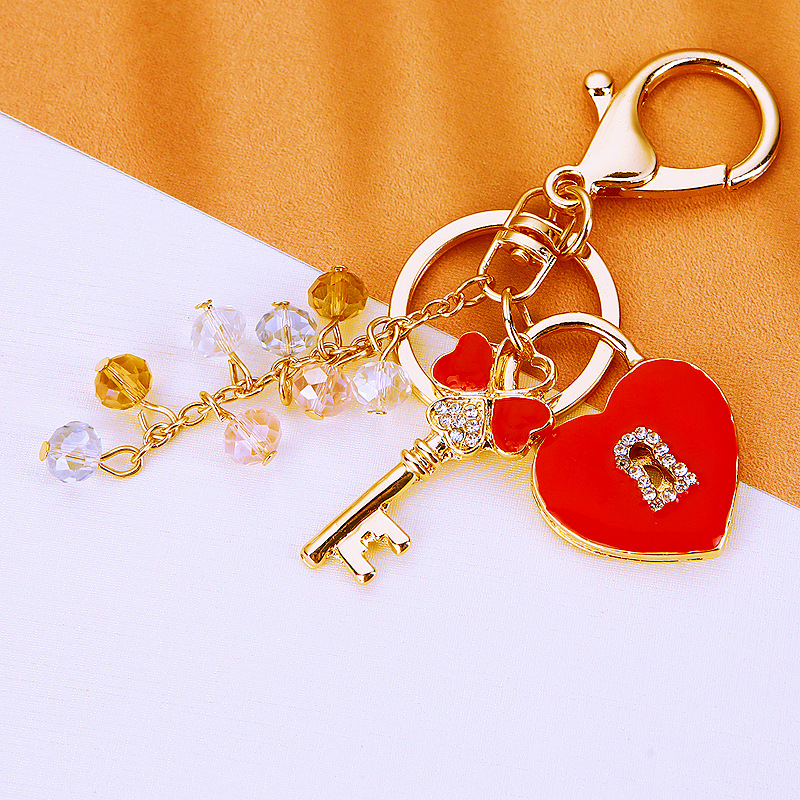 Trébol amor cerradura del coche llavero femenino creativo diamante incrustado concéntrico cerradura bolsa colgante metal llavero anillo regalo