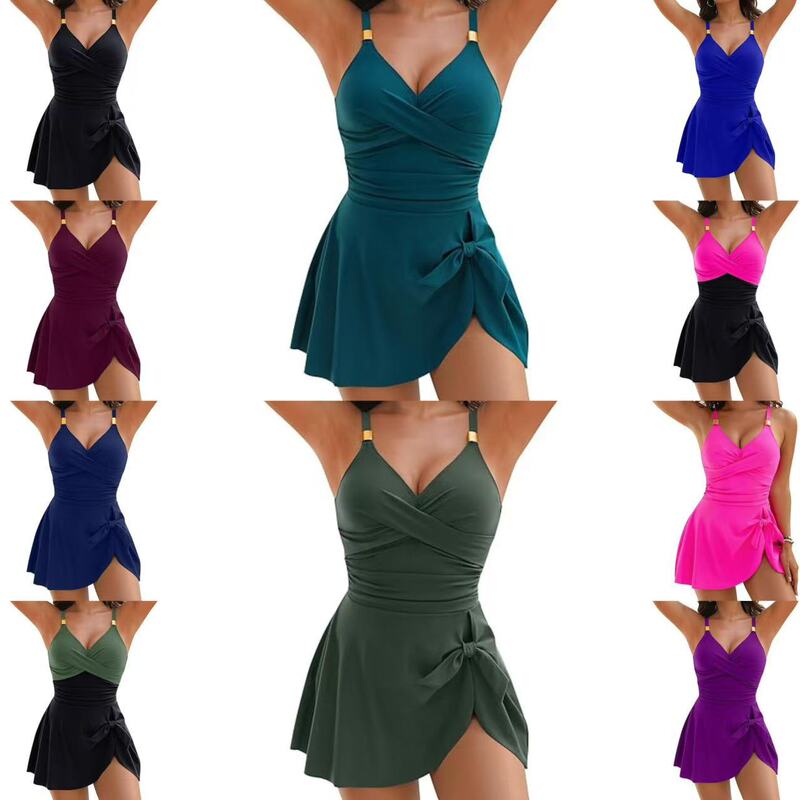 European and American Cross-Border One-Piece Swimsuit for Women, Slim Fit, Cross-Back, Sexy, Amazon Export, Multi-Color, In-Stock Swimwear