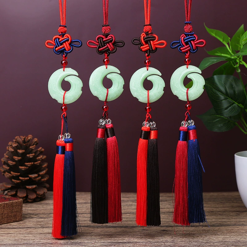 Автомобильная подвеска в китайском стиле, Автомобильная подвеска, Нефритовое Зеркало заднего вида ручной работы, Автомобильная подвеска, работающая время оптом