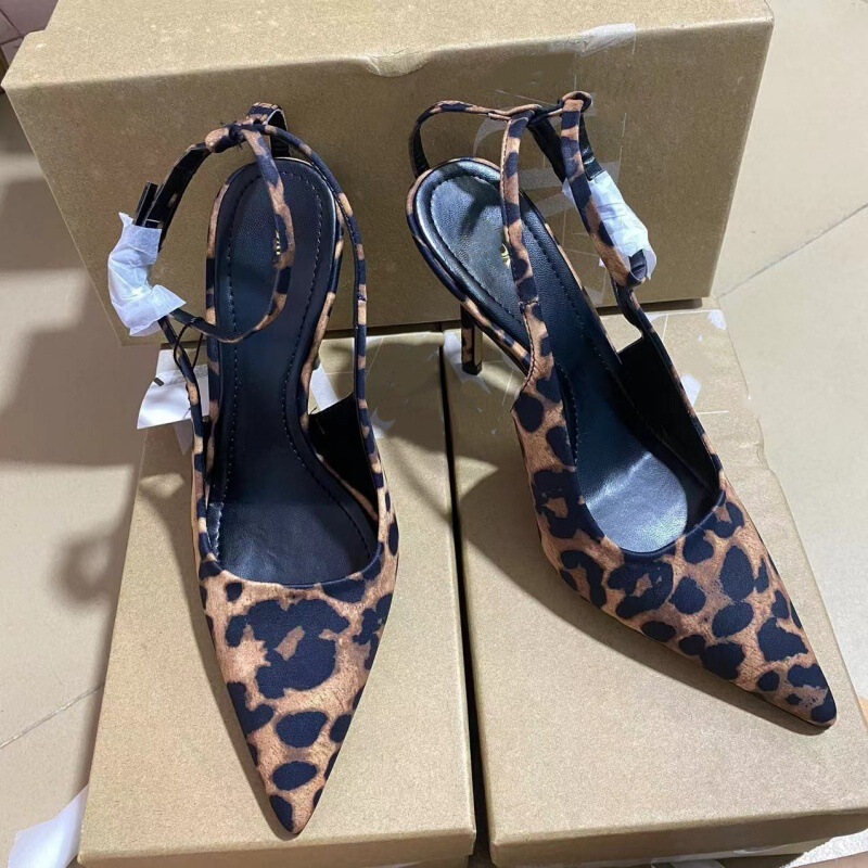 Za Manufacturer 2024 Summer New Foreign Trade Yangshulin Pointed High Heels Retro Fashion Versatile Mules Leopard