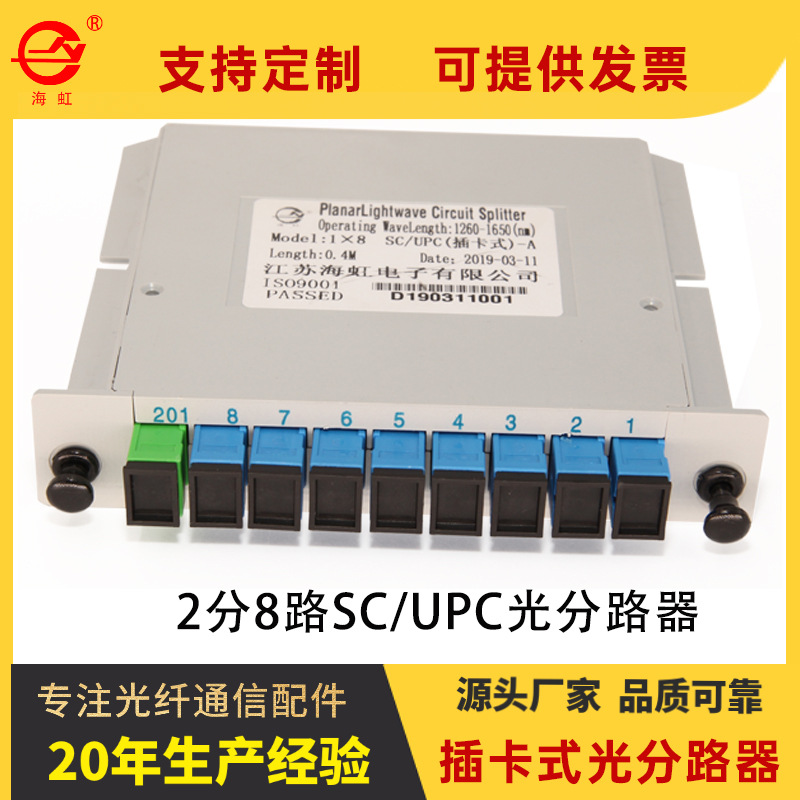 电信级精品1X8路光分路器UPC型PLC插卡式插片式1X8分光器源头厂家