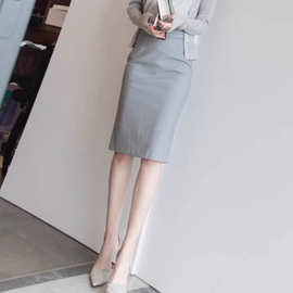 春秋新款高腰显瘦优雅洋气半裙提臀修身及膝半身裙中长款好搭配女