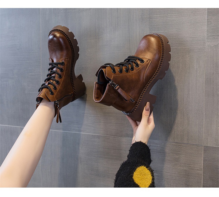 Boot Martin da nữ cổ thấp đế dày phong cách Anh quốc mùa thu đông — M2279-1 màu đen lót nhung, M2279 Màu cà phê lót một lớp, M2279-1 Màu cà phê lót nhung, M2279 màu đen một lớp bên trong chi tiết 17