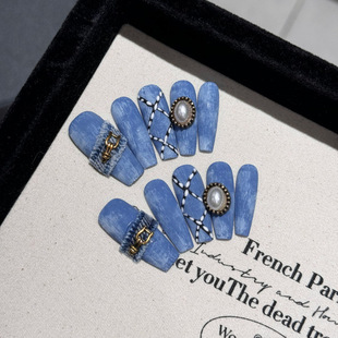 Rykarman Denim Style Cross Nail Art Dressing Armor Denim Raw Edge Handmade Original Design Bangle Cut Hand Painted