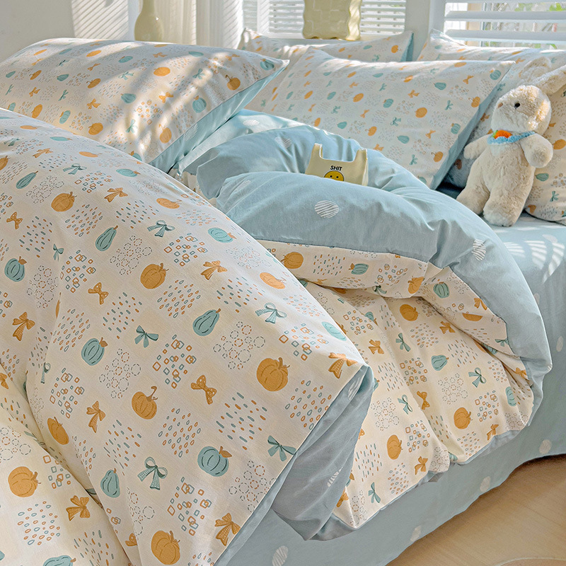 100 algodón cuatro piezas cubierta de cama 2025 nuevo dormitorio de estudiantes sábanas de tres piezas cubierta de cama