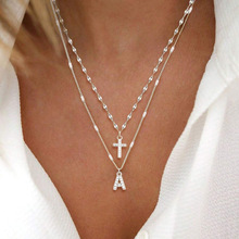 P 34203 Double Layer Cross Necklace ��ĸ˫�������羳��ó
