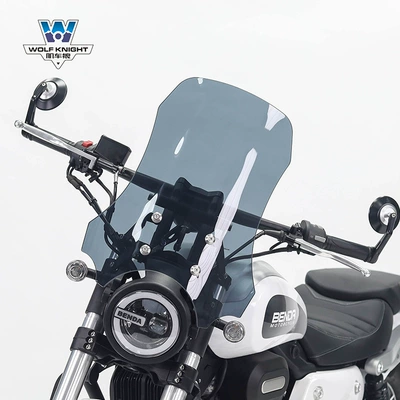 Motorcycle front windshield, Muscle car Wolf suitable - wollastonite-300-brown-height-50cm-with-navigation-bracket-rod
