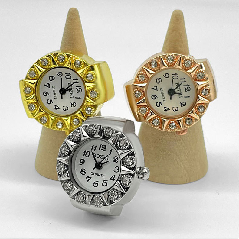 Pointer+Number Display Type Round Dial Shape Daily, Street Occasion Quartz Movement Retro Classic Style Round Quartz Watch Rings