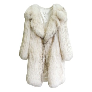 Women's new raccoon fur coat women's long fox fur suit collar fur coat loose casual trench coat