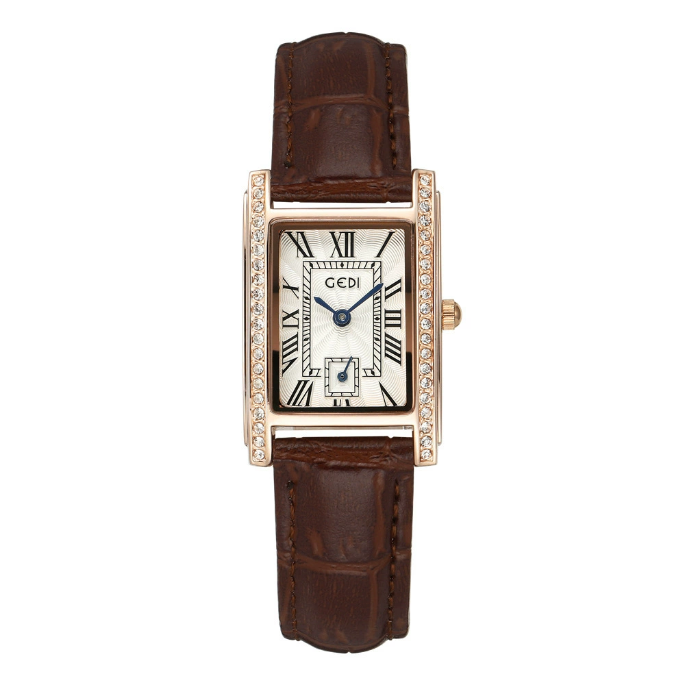 歌迪 Retro square watch, quartz belt, high-quality style