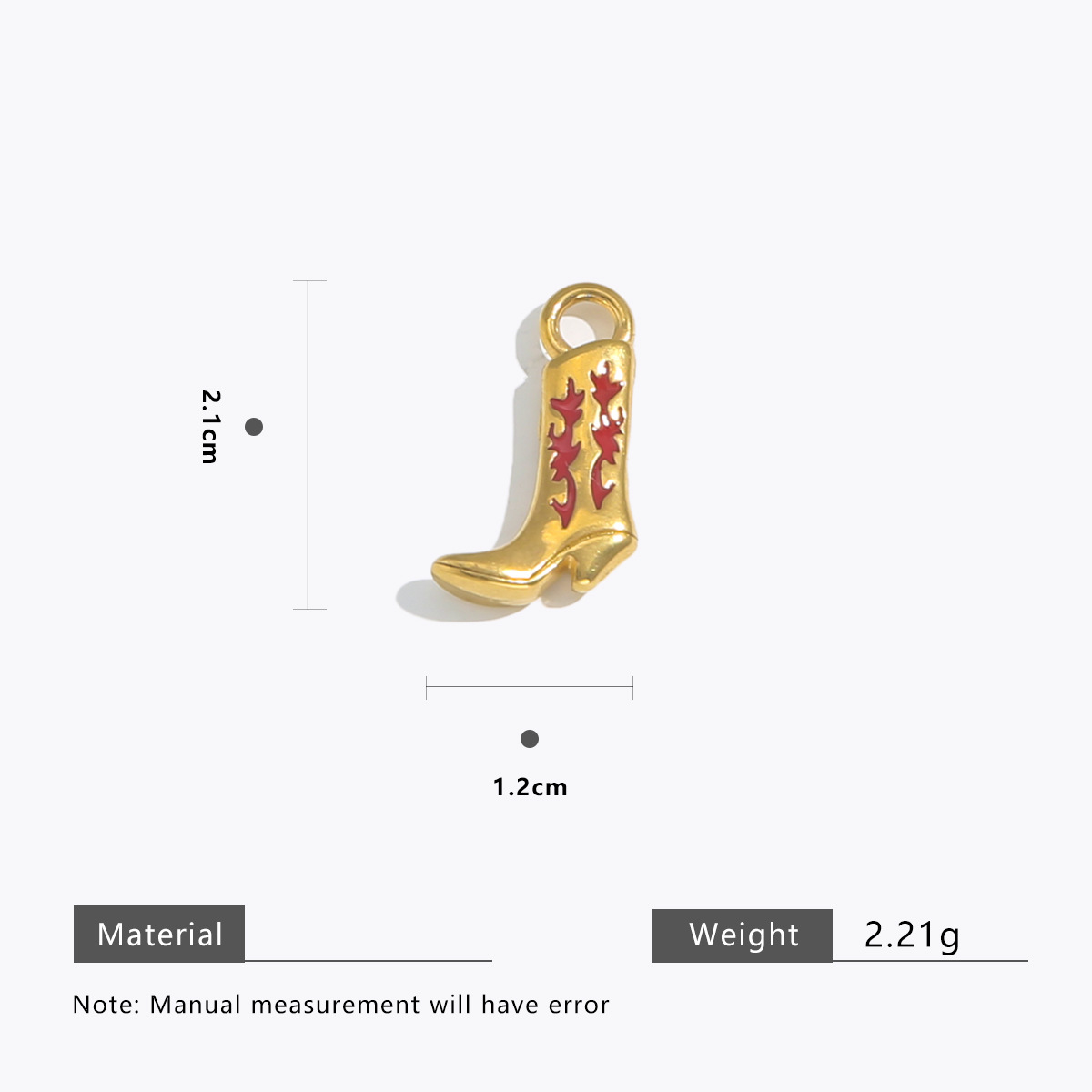 6g Weight Pendant Jewelry Making Type Charms Classification 5 PCS/Package Quantity 304 Stainless Steel Material Boots Pattern All Seasons Season Plating Design Retro, Classic Style Style 5 PCS/Package 304 Stainless Steel Boots Pendant Charms 23