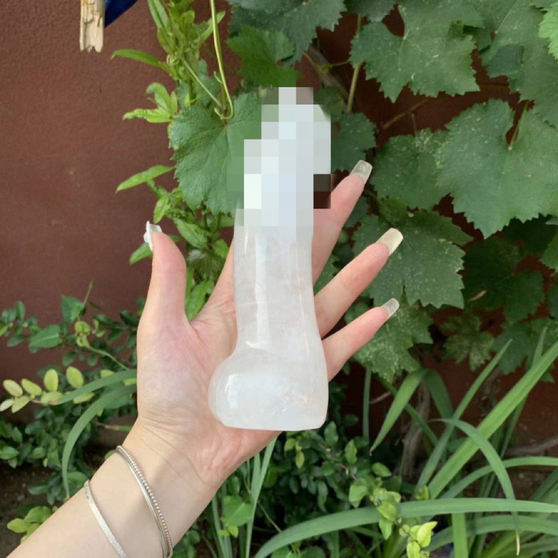 天然白水晶雕刻原石打磨水晶按摩棒 图 4