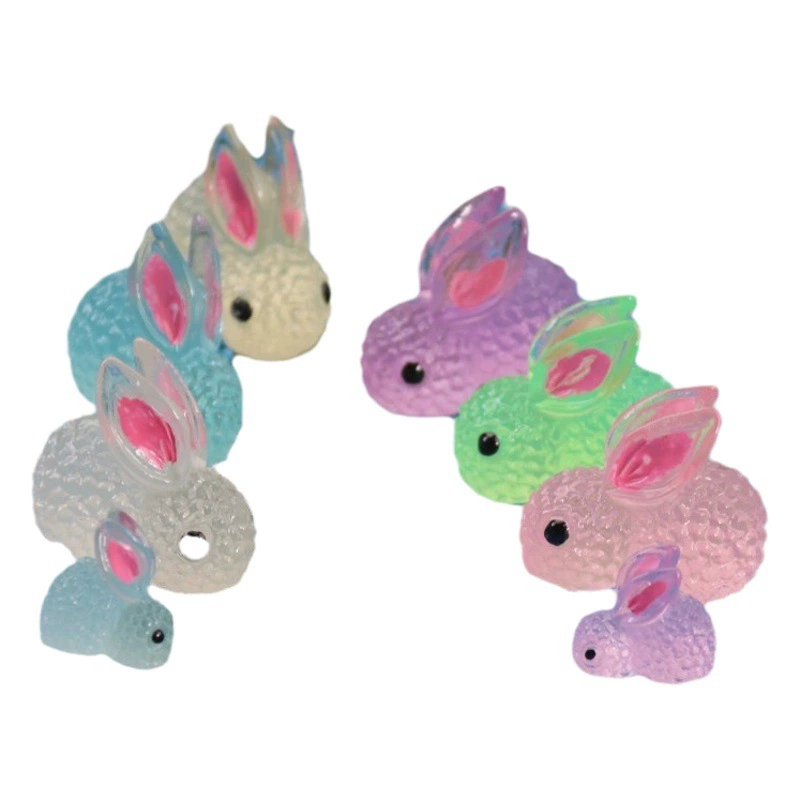 Искусственный светящийся кролик из смолы, милый мультяшный детский модный креативный светящийся брелок для ключей, аксессуары, украшения для игрового дома