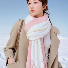 2023新型冬割引二重マフラー延長秋中東マフラー米灰緑三色フリンジニット