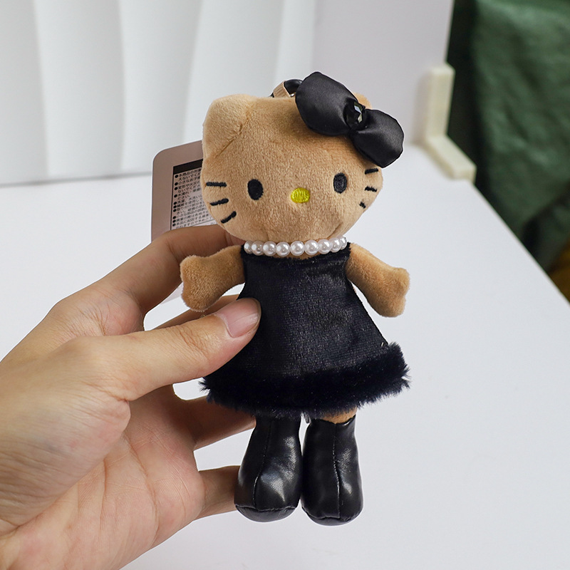 新款hello kitty豹纹长腿名媛风挂件毛绒公仔玩偶包包挂饰钥匙扣|undefined