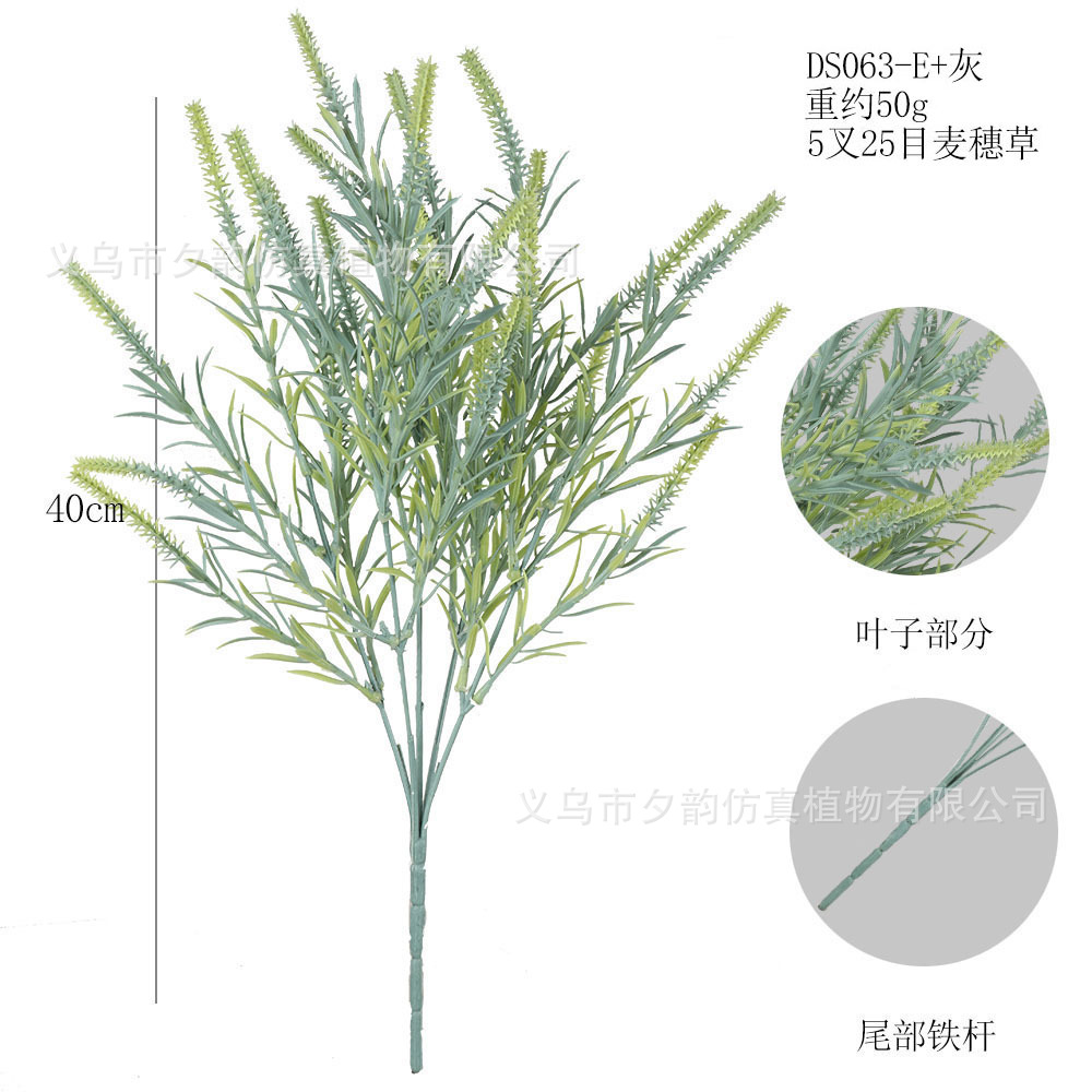 DS063-회색 녹색 5갈래 밀싹 머리