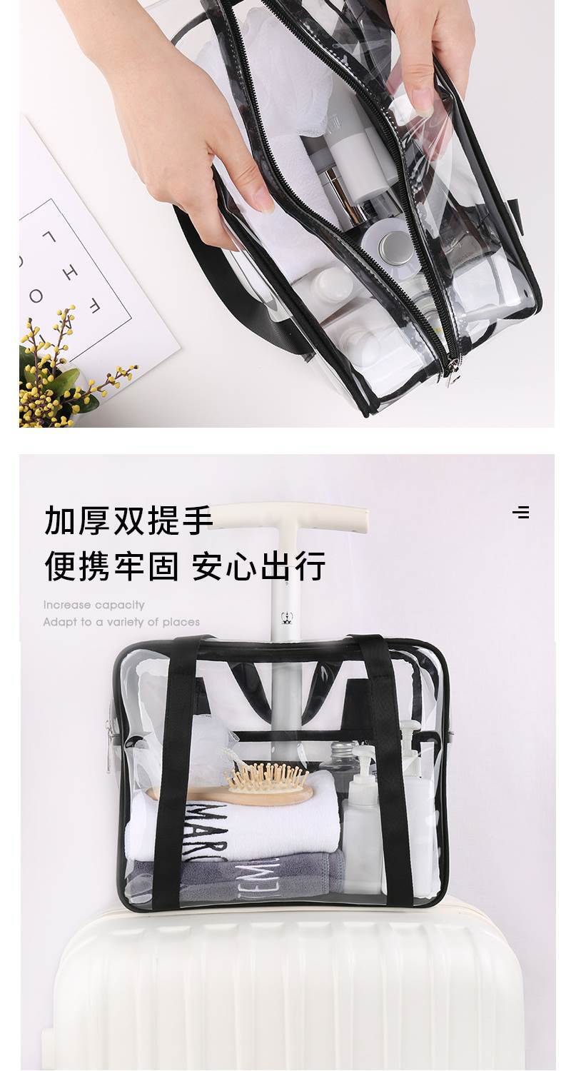 Transparent PVC Tote Bag Large Capacity Waterproof Zippered Jelly Bag Foldable Storage Handbag overview