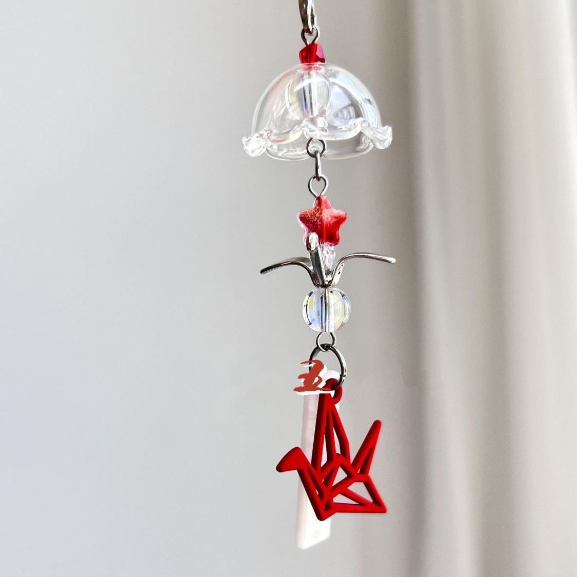 Origami Crane Wind Chime Ccd Lanyard Handmade Girly Heart Bag Camera Backpack Accessory Phone Chain Keychain Pendant