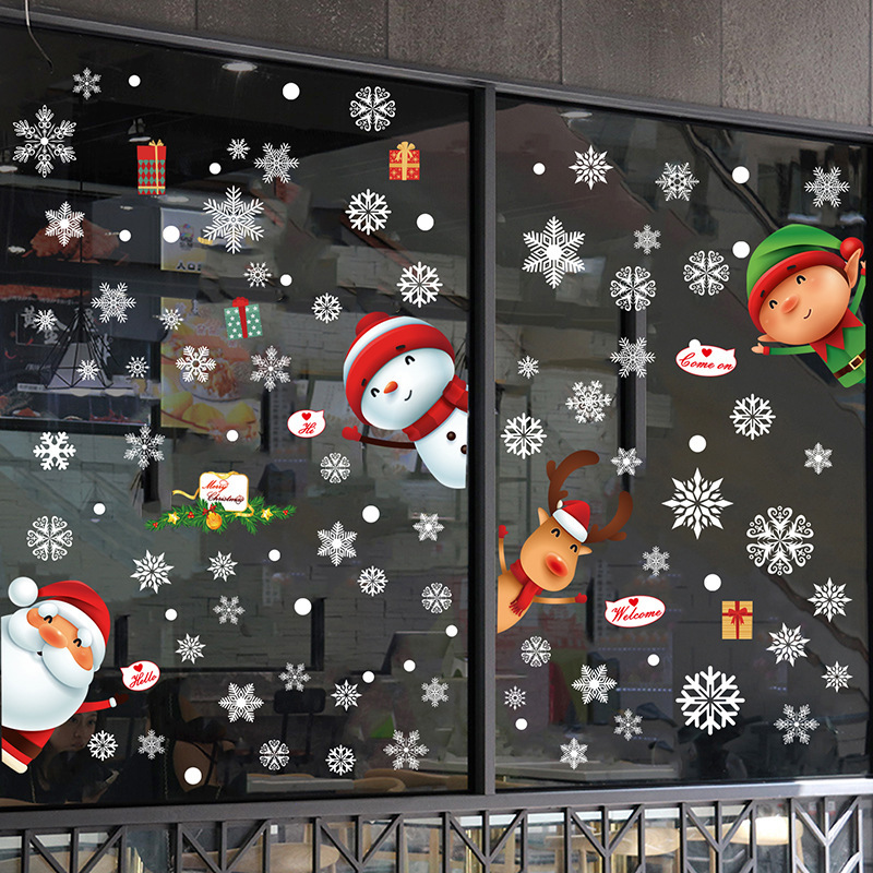 アマゾンクリスマス雪花窓吸着膜クリスマス装飾冬休日クリスマス来人トナカイパーティー窓貼り|undefined