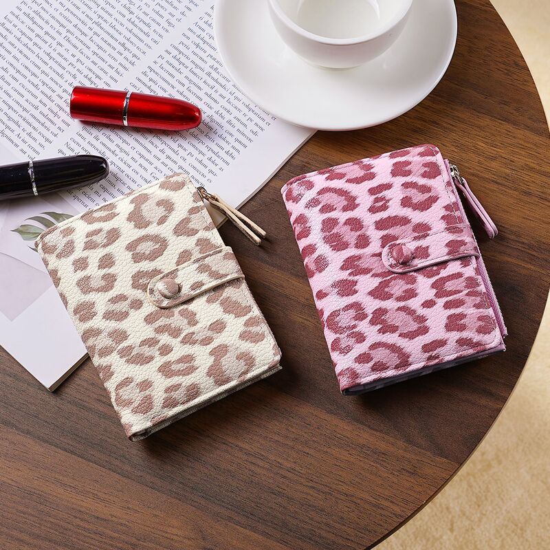 New cross-border women's large-capacity short wallet, fashionable leopard print women's multi-card slot coin purse wallet