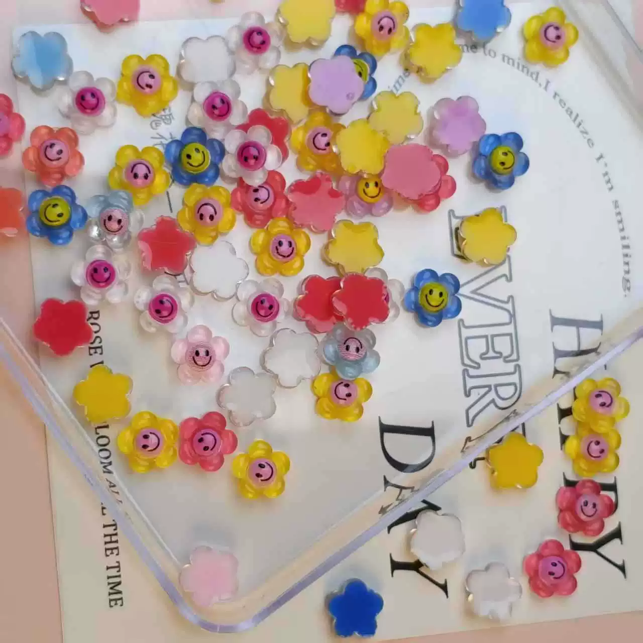 Модные аксессуары для дизайна ногтей с различными 3D милыми мультяшными пятилепестковыми цветами, прозрачные аксессуары, смешанные аксессуары ручной работы «сделай сам»