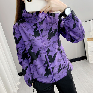 2024 new spring and autumn assault clothing women's outdoor sports single-layer fleece-lined warm slim camouflage running soft shell clothing