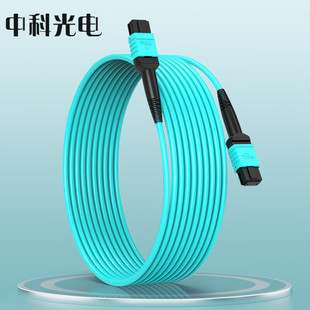 Zhongke Optoelectronics 8-Core Mpo-Mpo Fiber Optic Patch Cord Female B Polarity Compatible with Mtp 15m Om3 10g Multi-Mode Jumper
