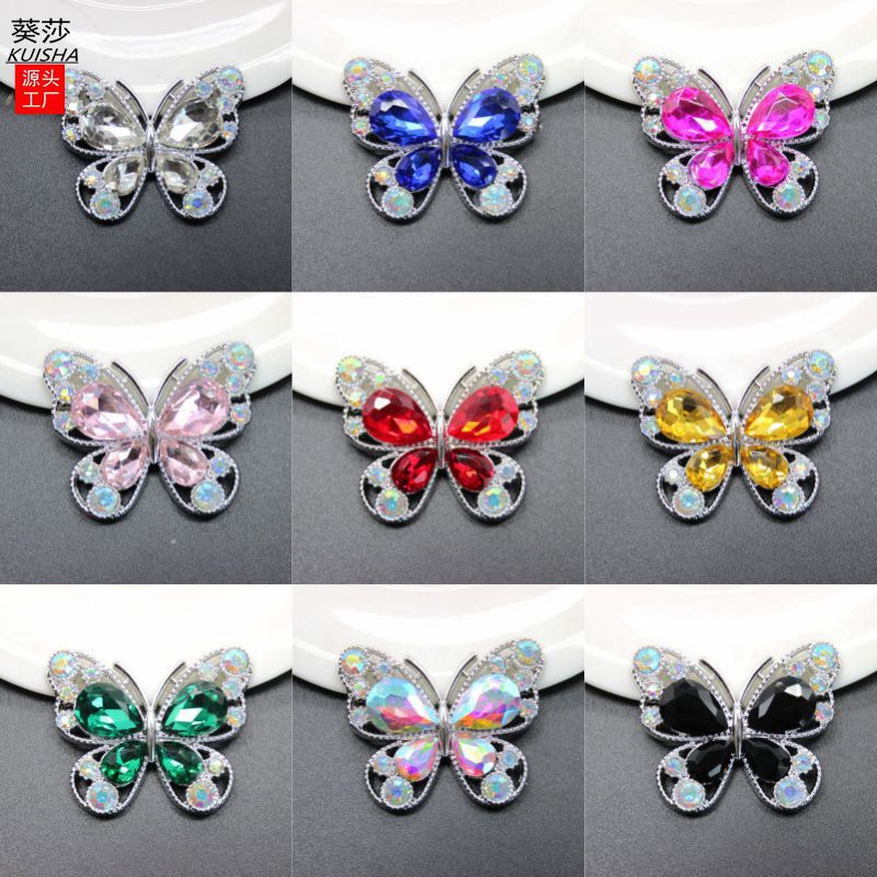 Kwai Sha new resin diamond high-end feeling butterfly diy mobile phone case car air outlet hole shoes shoe buckle accessories