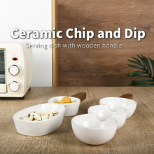 欧式创意陶瓷手柄碗饭店酒店用ins风高级感分格零食盘跨境专供