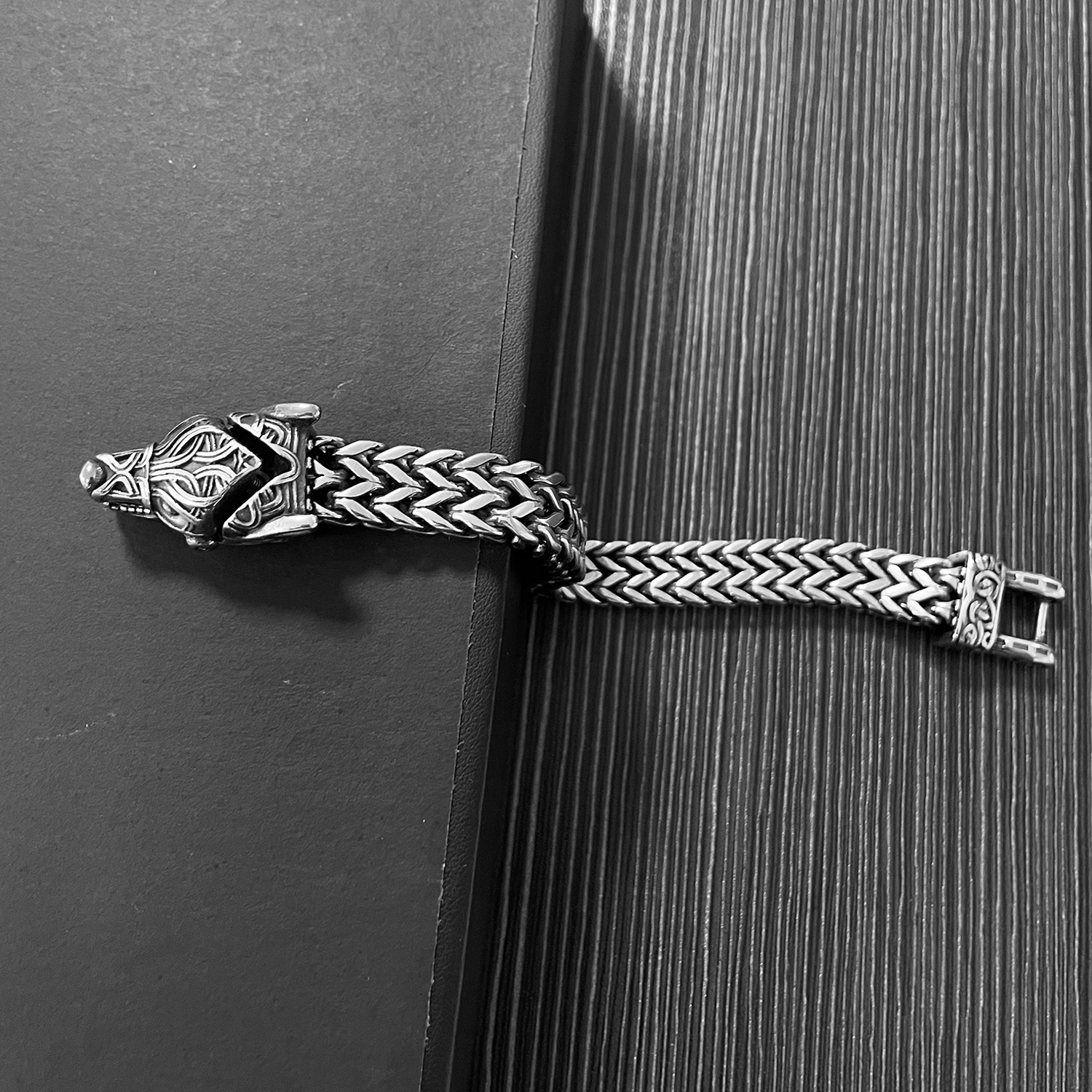 Carnival Occasion Stainless Steel Material Men's Hip-Hop Retro Punk Bracelets Bangle Geometric Wolf Stainless Steel Vacuum Plating Men Cuff & Bangle