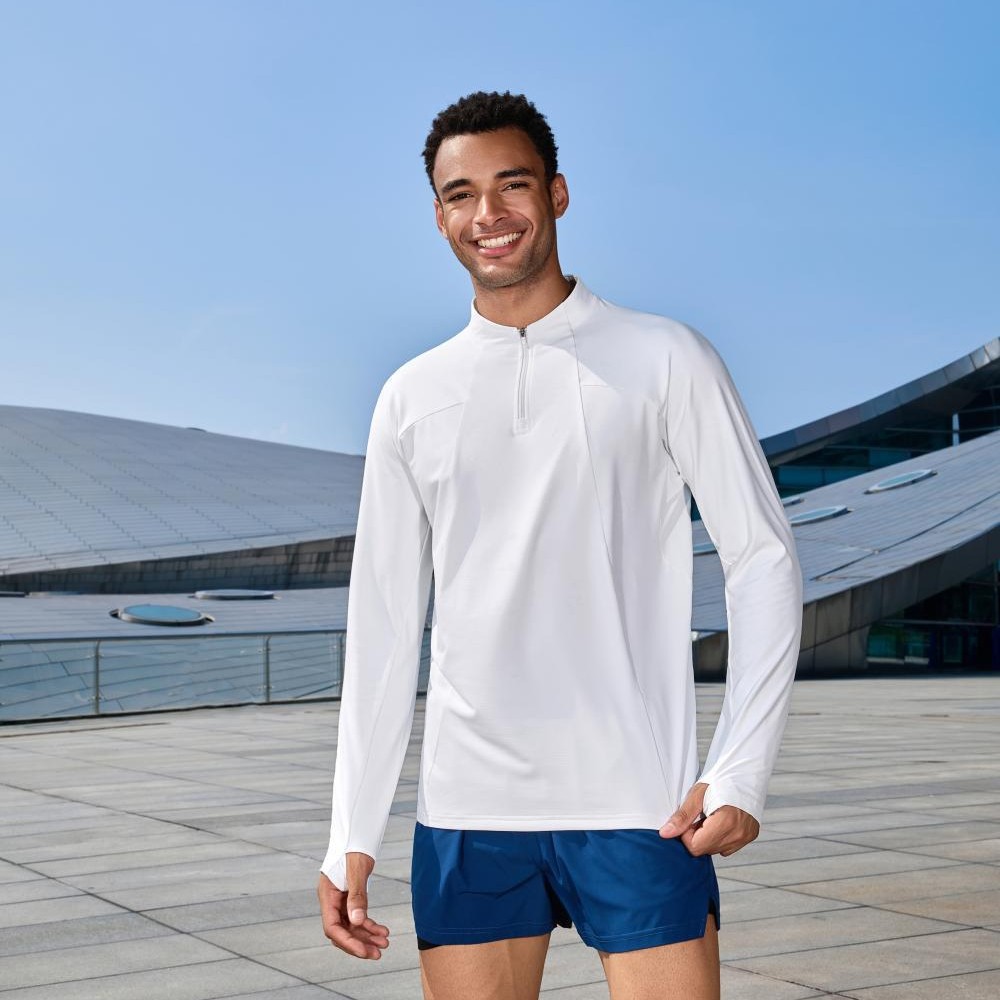 25 nuevo deportivo semi-abertura de pecho casual de manga larga camiseta zipper camiseta deportiva impresión de personalidad log