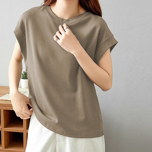 Design-sensitized side-butt covering T-shirt, slimming, meat hiding, fashionable summer versatile women's sleeveless backless top