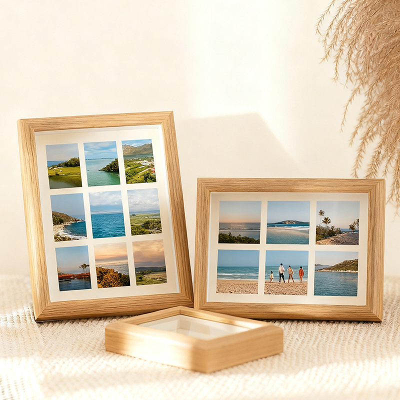 Nine-Grid Oil Pastel Painting Small Works DIY Grid Picture Frame Photo Frame Mounting Preservation Display Frame Manufacturer Wholesale